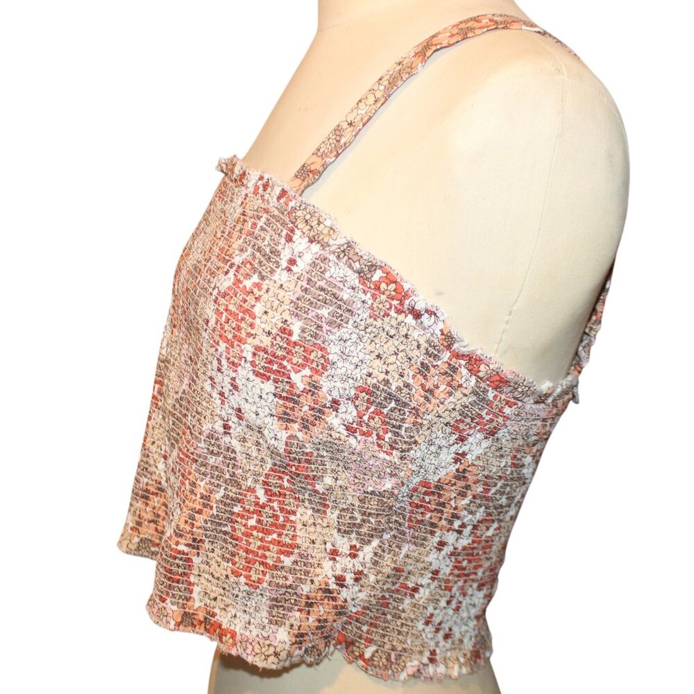 JAPANA Floral Stretchy Crop Top Sz L 90s Retro Elastic Hippie Y2K Tank Cami - Picture 4 of 6